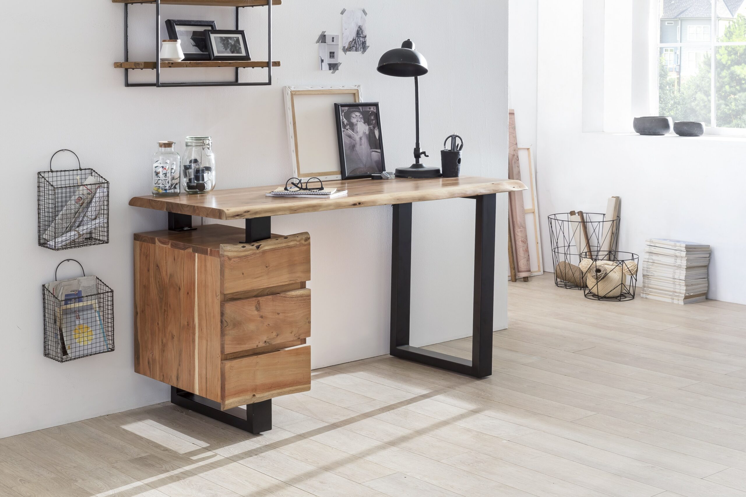 SIT-Moebel_ALBERA_Platte-natur-Beine-schwarz_13007-01-5 SIT-Möbel ALBERA Schreibtisch Platte natur, Beine schwarz | 13007-01 – Bild 6