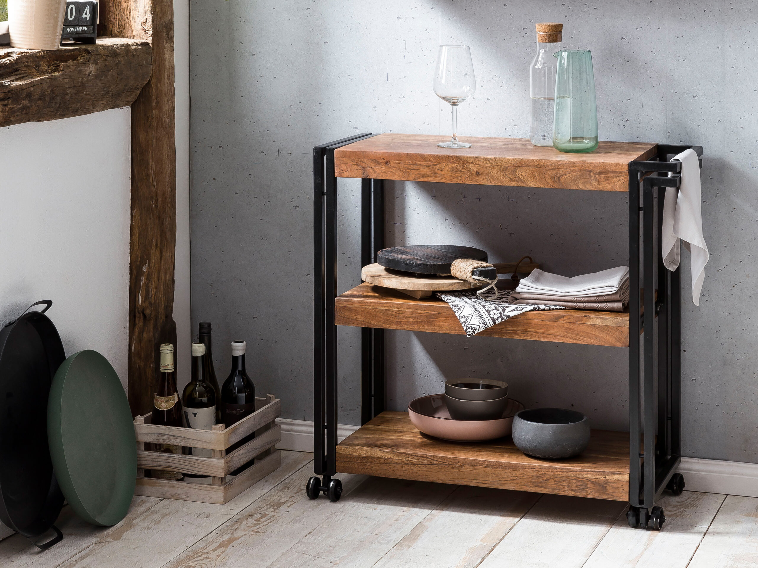 SIT-Moebel_PANAMA_natur-mit-antikschwarz_09287-01-6 SIT-Möbel PANAMA Küchenwagen natur mit antikschwarz | 09287-01 – Bild 7